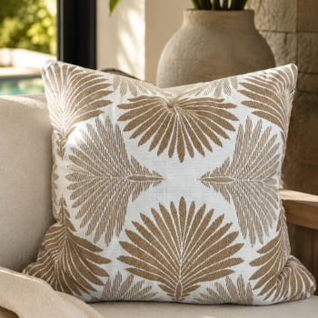 Beige Palm Outdoor Pillow