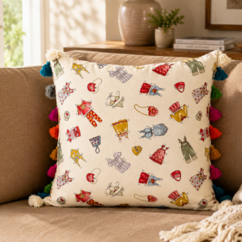 Paper Doll Pillow with Tassels