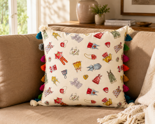Paper Doll Pillow with Tassels