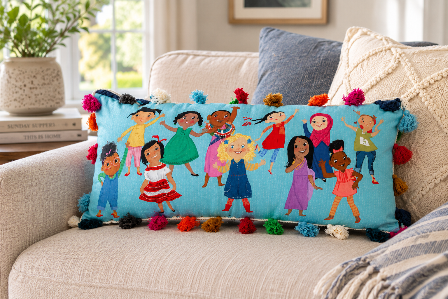 Wonderful girls pillow with tassels - Image 2